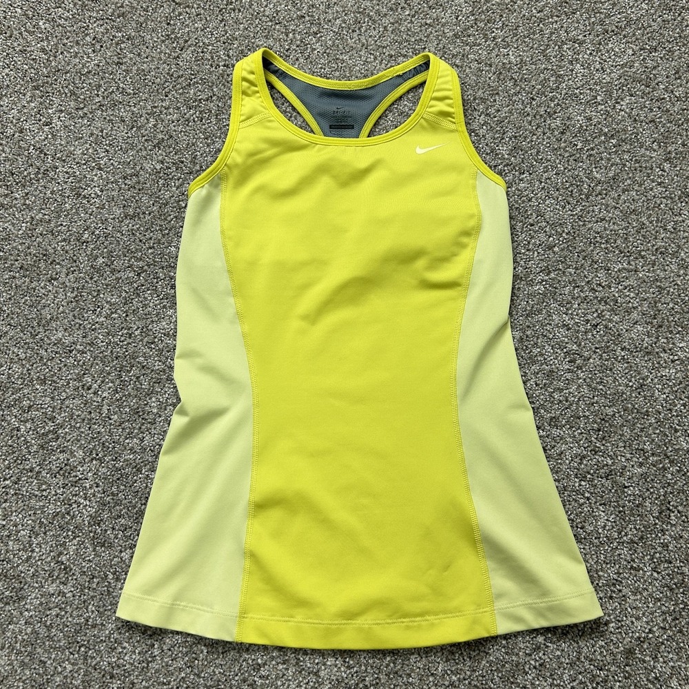 Nike Dri-FIT Tank Top Womens Small Yellow Racerback Running Gym Yoga Training